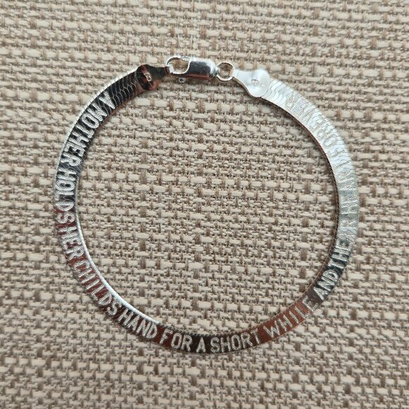 7.5 Inch Sterling Silver Mother Child Saying Chain Bracelet B578 - Picture 1 of 5